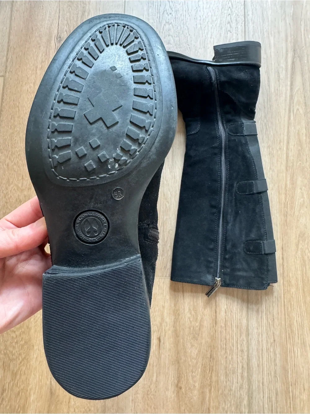 Aquatalia Black Suede Knee-High Boots | Size EU 37 | Made in Italy